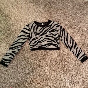 Zebra Print Cropped Sweater